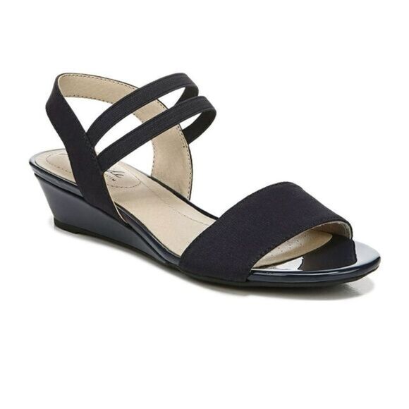 LifeStride Yolo Navy Strappy Wedge Sandals - Picture 1 of 9